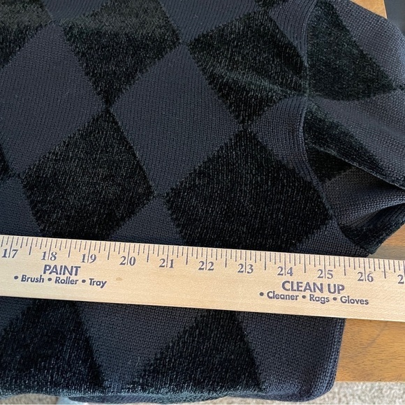 Black Argyle Crewneck Pullover Sweater Vintage Italy - Picture 5 of 5